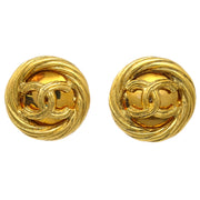 Chanel Button Earrings Clip-On Gold 93P/2920