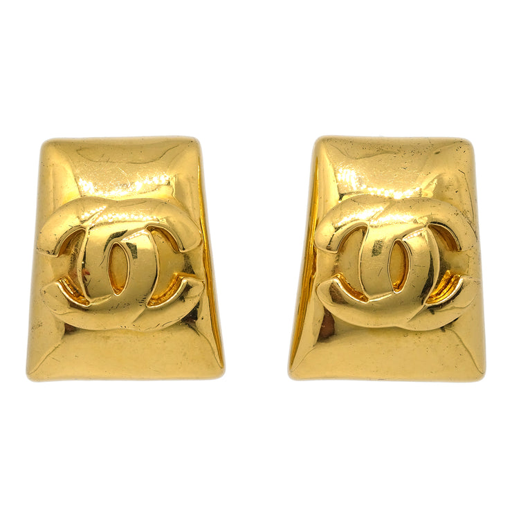 Chanel Square Earrings Clip-On Gold 97P