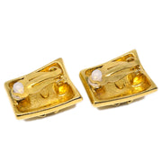 Chanel Square Earrings Clip-On Gold 97P