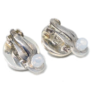 Chanel Button Earrings Clip-On Silver 97A