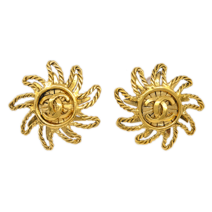 Chanel Sun Earrings Clip-On Gold 94A