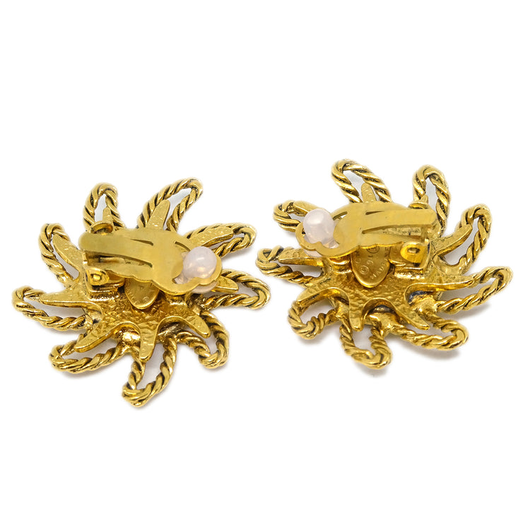 Chanel Sun Earrings Clip-On Gold 94A