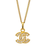 Chanel CC Chain Pendant Necklace Rhinestone Gold 3311