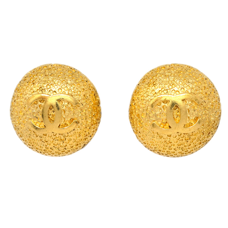 Chanel Button Earrings Clip-On Gold 95A