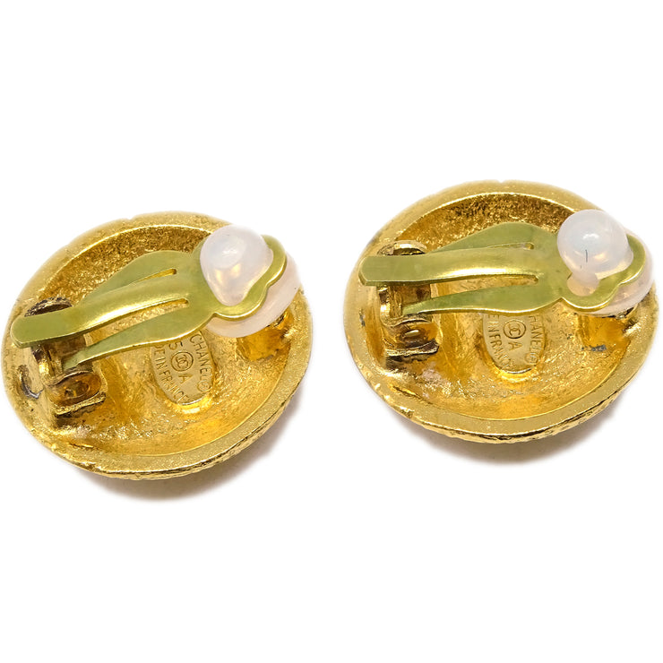 Chanel Button Earrings Clip-On Gold 95A