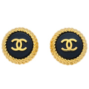 Chanel Black Button Earrings Clip-On 95A