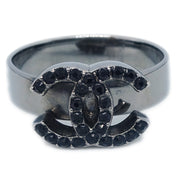 Chanel Ring Rhinestone Silver #52 #12 09P