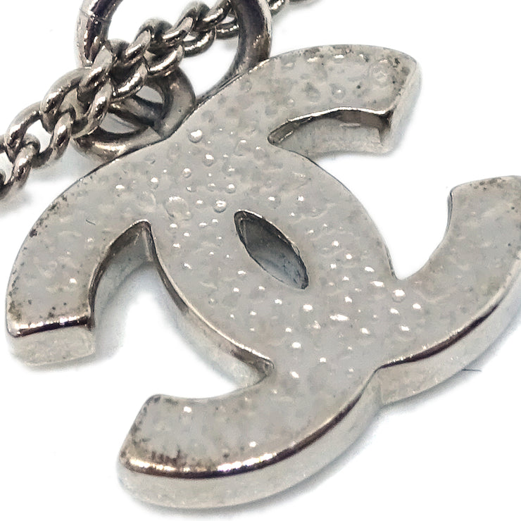 Chanel CC Chain Necklace Pendant Rhinestone Silver 08V