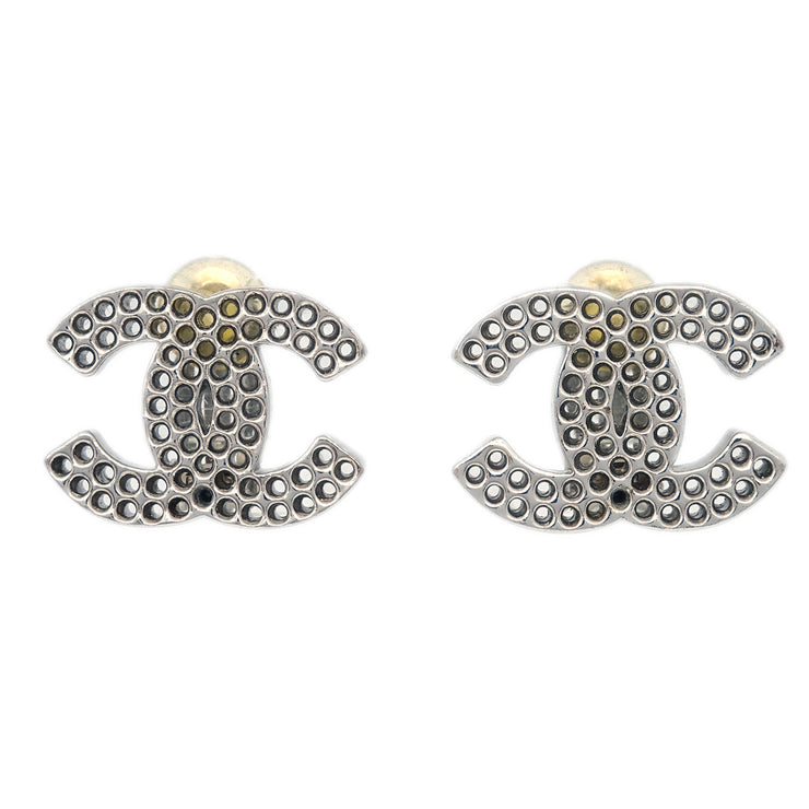 Chanel CC Earrings Clip-On Silver 03P