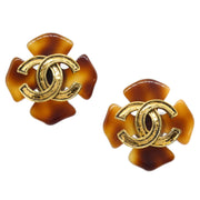 Chanel Clover Earrings Clip-On Brown 94P