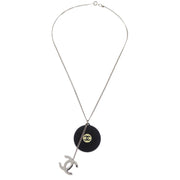 Chanel Record Silver Chain Pendant Necklace 04P