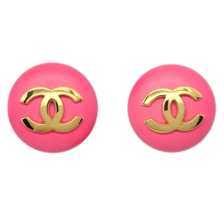 Chanel Pink Button Earrings Clip-On 24