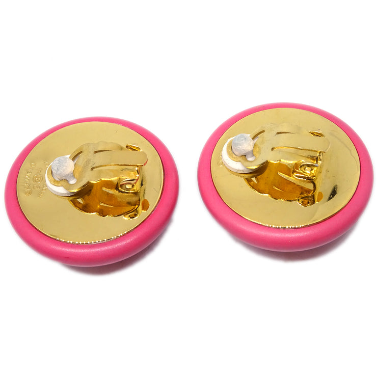 Chanel Pink Button Earrings Clip-On 24