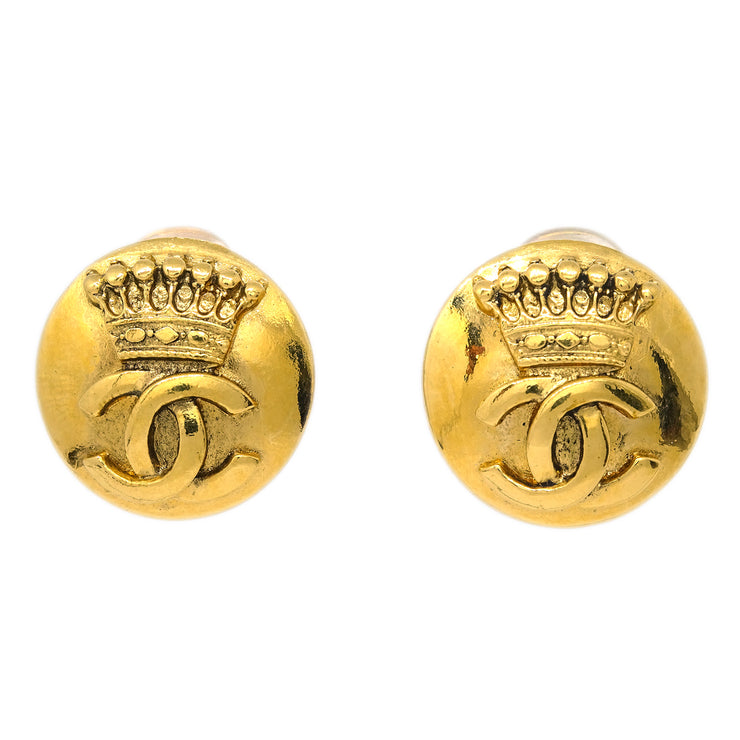 Chanel Button Earrings Clip-On Gold 96A