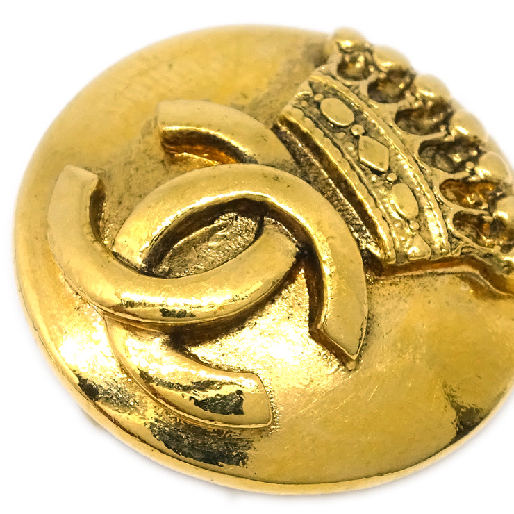 Chanel Button Earrings Clip-On Gold 96A