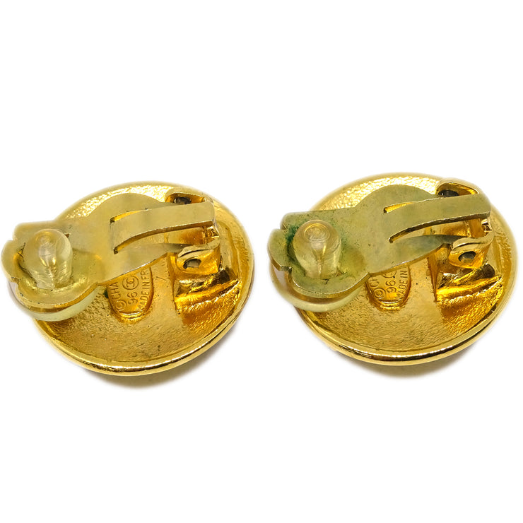 Chanel Button Earrings Clip-On Gold 96A