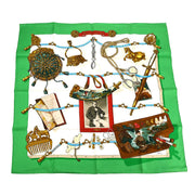 Hermes Scarf Carre 90 Memorie d'Hermes Green Small Good