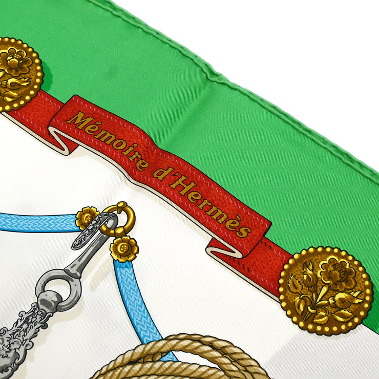 Hermes Scarf Carre 90 Memorie d'Hermes Green Small Good