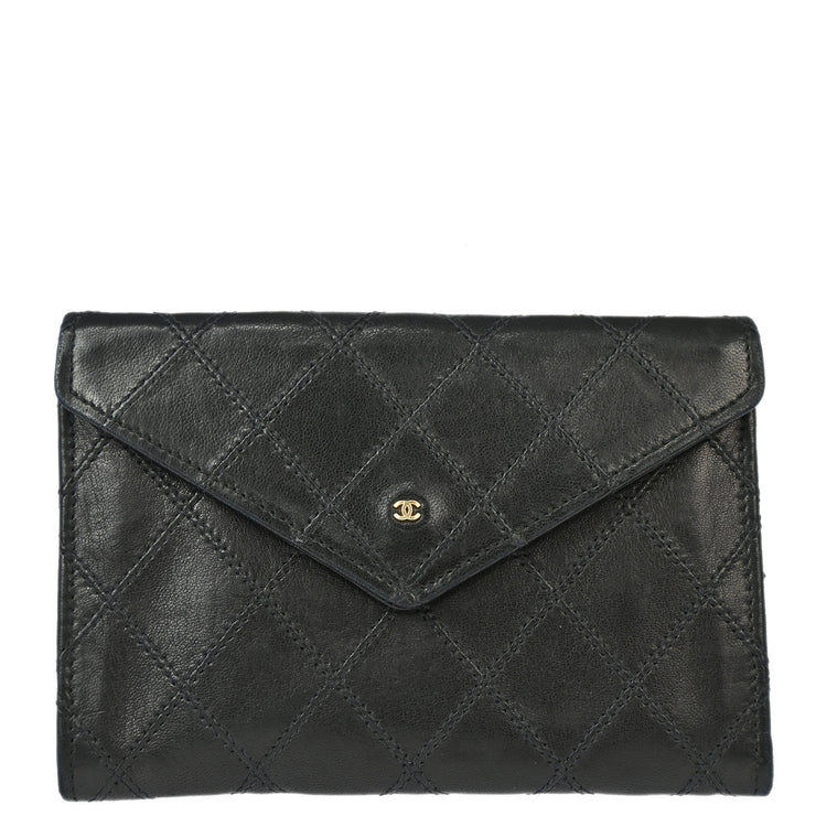 Chanel Black Lambskin Bicolore Wallet