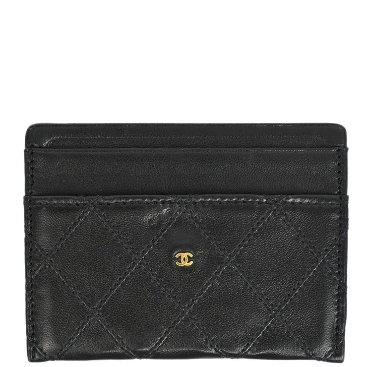 Chanel Black Lambskin Bicolore Card Case Small Good