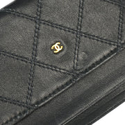 Chanel Black Lambskin Bicolore Card Case Small Good