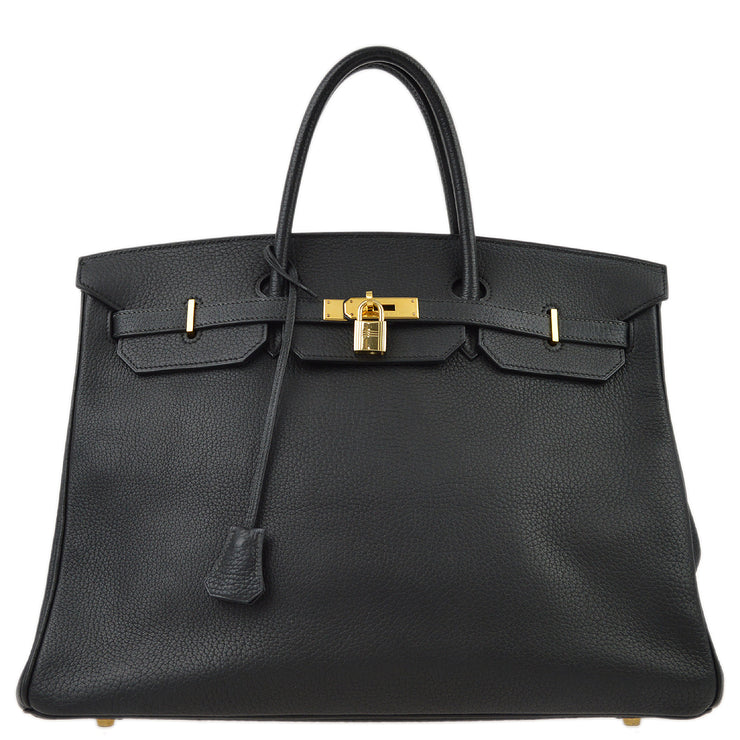 Hermes Black Fjord Birkin 40 Handbag