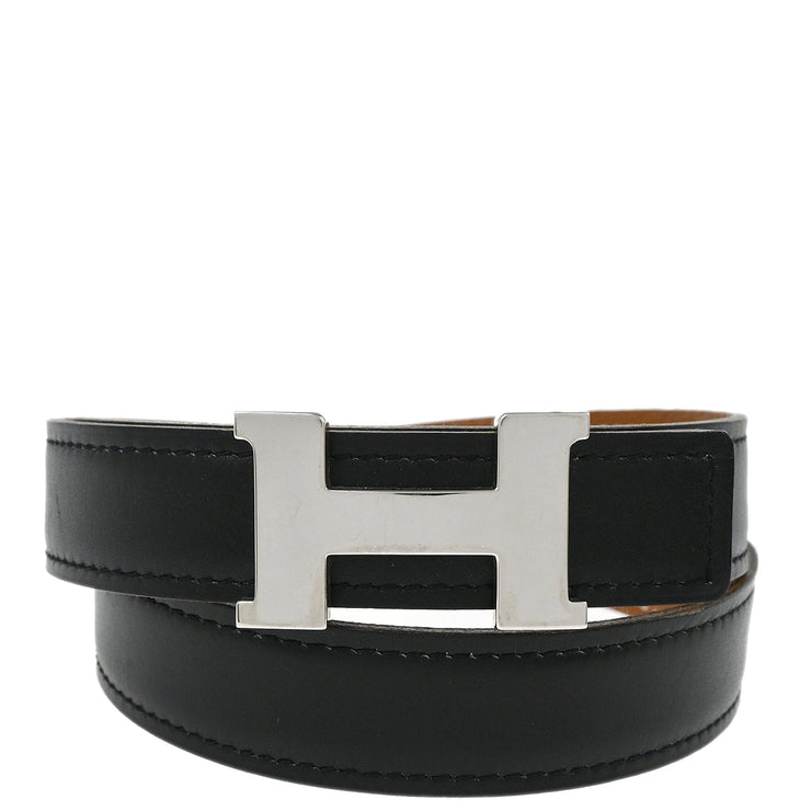 Hermes Black Box Calf Constance Reversible Belt #70 Small Good