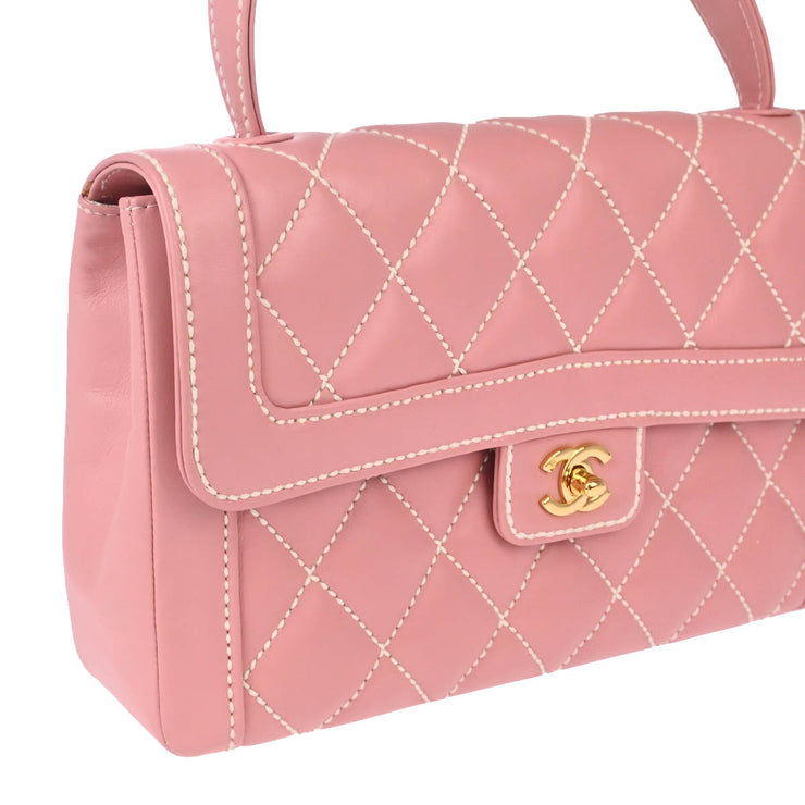 Chanel Pink Calfskin Wild Stitch Handbag