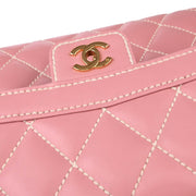 Chanel 2004-2005 Pink Calfskin Wild Stitch Handbag