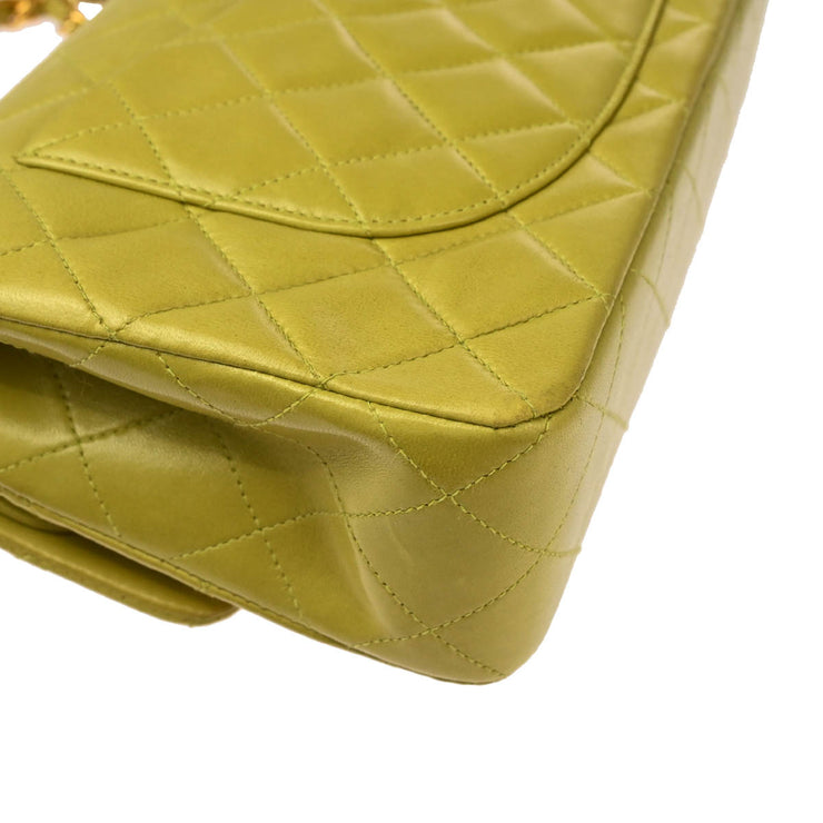 Chanel Light Green Lambskin Small Classic Double Flap Shoulder Bag