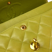 Chanel Light Green Lambskin Small Classic Double Flap Shoulder Bag