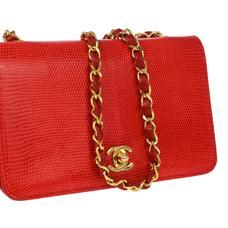 Chanel * Red Lizard Shoulder Bag