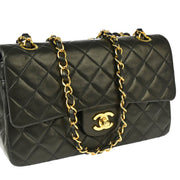 Chanel Black Lambskin Small Classic Double Flap Shoulder Bag