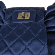 Chanel 2008-2009 Navy Satin Mademoiselle Lock Bow Shoulder Bag