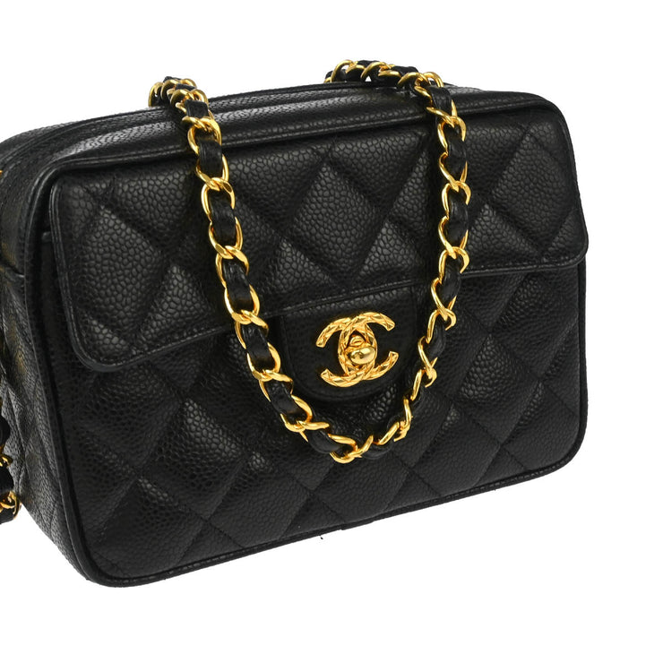 Chanel Black Caviar Camera Bag Mini