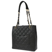 Chanel Black Caviar Petite Shopping Tote PST Chain Tote Handbag