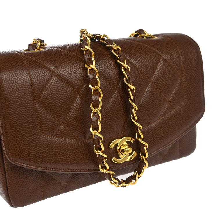 Chanel * Brown Caviar Medium Diana Shoulder Bag