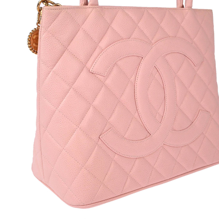 Chanel 2002-2003 Pink Caviar Medallion Tote Handbag