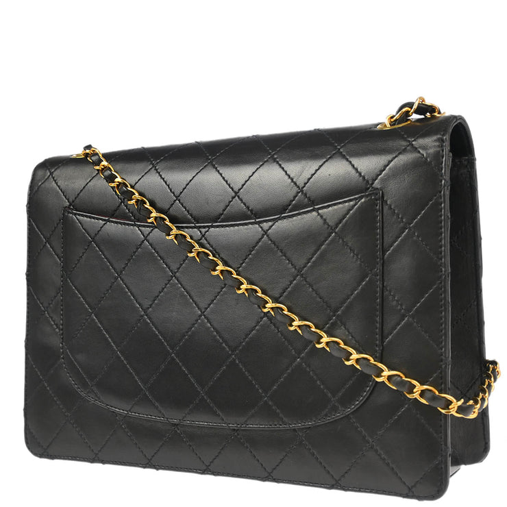 Chanel 1997-1999 Black Lambskin Flap Chain Shoulder Bag