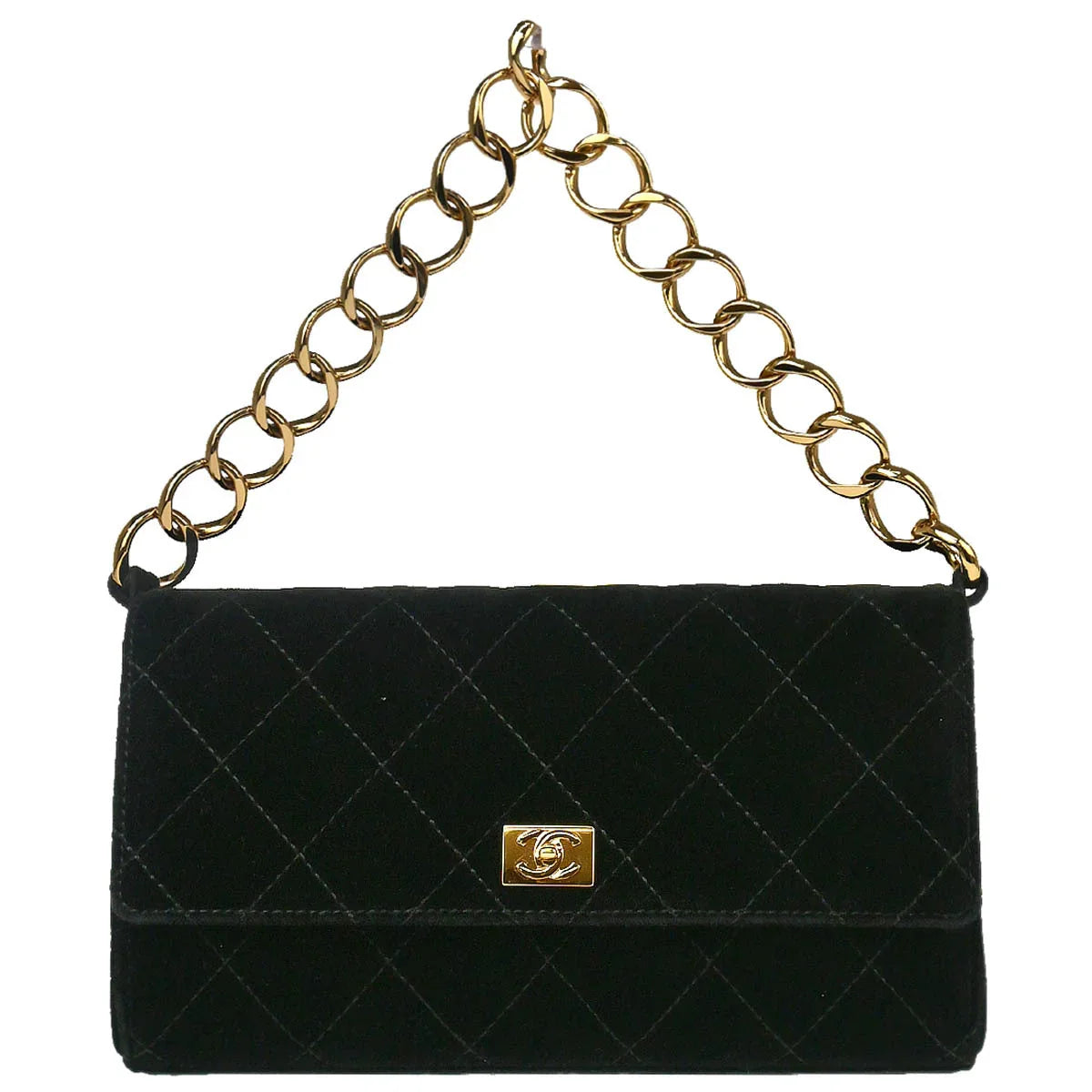 Chanel 2002-2003 Black Velvet Chain Handbag