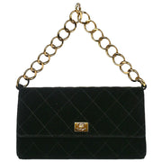 Chanel Black Velvet Chain Handbag