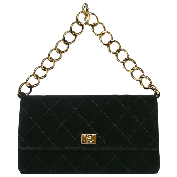 Chanel 2002-2003 Black Velvet Chain Handbag