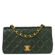 Chanel Green Lambskin Turnlock Mini Full Flap Shoulder Bag