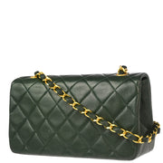 Chanel Green Lambskin Turnlock Mini Full Flap Shoulder Bag