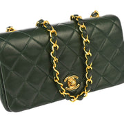 Chanel Green Lambskin Turnlock Mini Full Flap Shoulder Bag