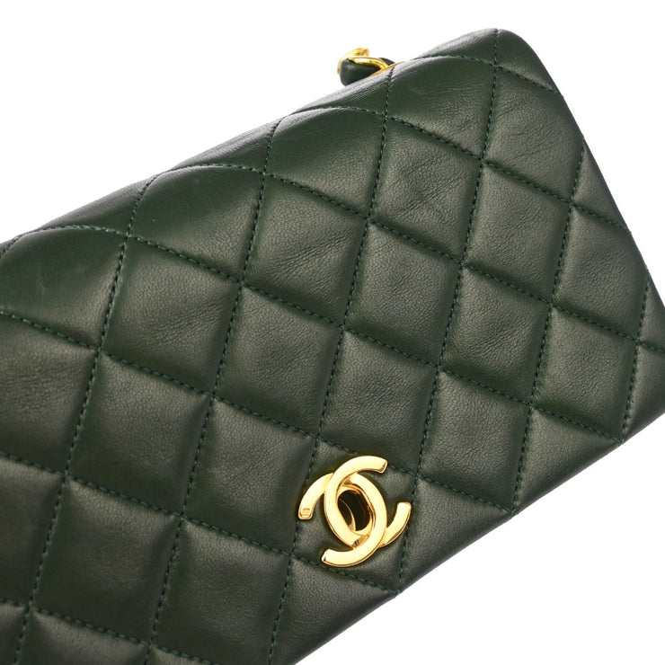 Chanel Green Lambskin Turnlock Mini Full Flap Shoulder Bag