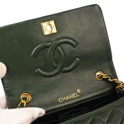 Chanel Green Lambskin Turnlock Mini Full Flap Shoulder Bag