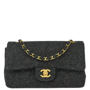 Chanel 2011 Gray Wool Small Classic Double Flap Shoulder Bag