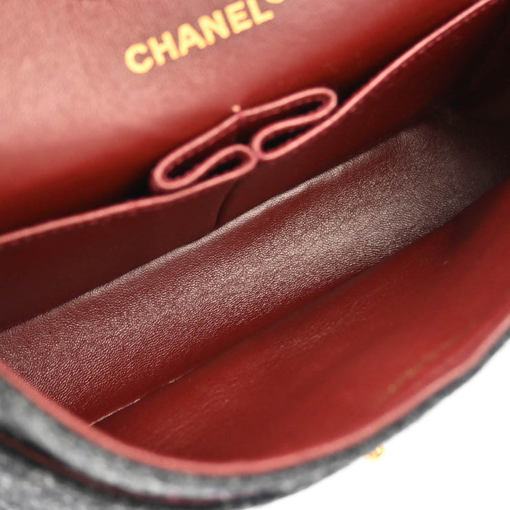 Chanel 2011 Gray Wool Small Classic Double Flap Shoulder Bag