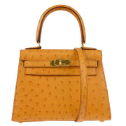 Hermes * 1999 Saffron Ostrich Mini Kelly 20 2way Shoulder Handbag